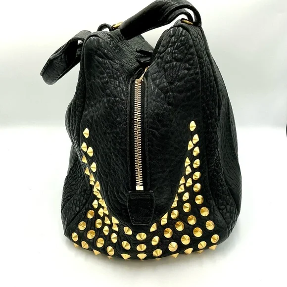 MCM Black Satchel with Gold Studs - Picture 4 of 8